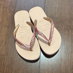 Havaianas Girls Sandals - Pink Glitter and Gold